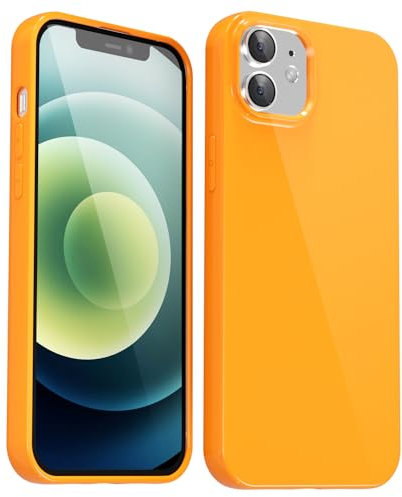Svanove für iPhone 12/12 Pro Hülle Silikon Case, Bunt Weich TPU Ultra Dünn Handyhülle Einfarbig Handy Hülle Mädchen Frauen, Glatt Plastik Schutzhülle Slim Silikonhülle Gummi Bumper, Neon Orange