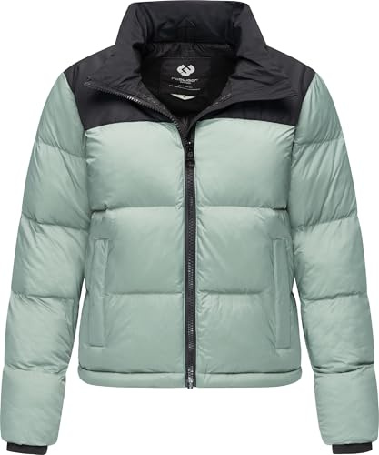 Ragwear Damen kurze Winterjacke warme Colourblocking Steppjacke mit Stehkragen Serah YOUMODO XS-6XL