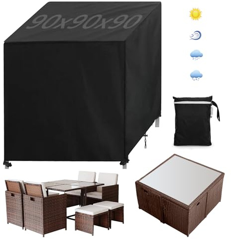 Onlyesh Abdeckung für Ggartenmöbel, 90x90x90 cm, 420D Abdeckung Gartenmöbel Winterfest, Abdeckplane Gartenmöbel für Winddicht, Winterfest, UV-Beständig