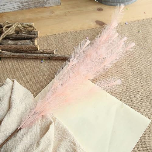 AKNGFO 77 cm Handsträuße, Flauschiges Pampasgras, künstliche Blumen für die Wand, Heimdekoration, Kunstblumen, Hochzeitsstrauß (Farbe: Seeblau) (Champagner)