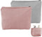 FOSDICK 2 Stück Kosmetiktasche, Kleine Make Up Tasche, Makeup Bag mit Reißverschluss, Cord Schminktasche, Tragbar Make Up Bag, Cosmetic Bag für Skincare, Kosmetika, Toilettenartikel(Grau,Rosa)