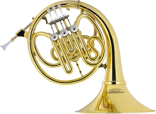 Classic Cantabile WH-30GD MardiBrass Kunststoff Bb-Waldhorn Gold - inkl. Mundstück & Hülle mit Rucksackgurten - Für Anfänger und Profis - Wetterfest und Wasserdicht - leichtes, stabiles Instrument