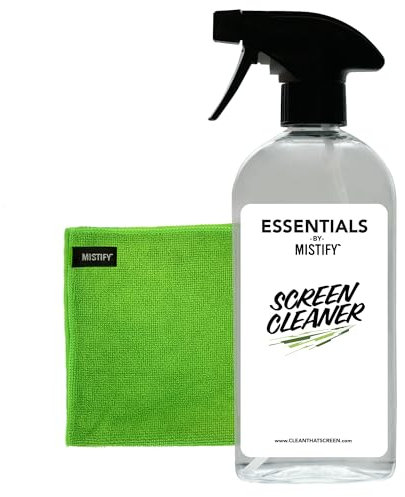 Mistify Essentials - Bildschirmreiniger, 500ml Sprühflasche mit Mikrofasertuch