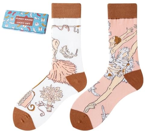 NxnChc Lustige Socken Für Damen Und Herren Unisex Viele Motive Tier Essen Obst Sport Kunst Aus Baumwolle Geschenk Asymmetrische Muster Links Und Rechts