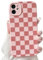 NITITOP Compatible with iPhone 11 Case Cute Aesthetic Checkerboard Checkered Pattern for Women Girl Trendy Slim Fit TPU Silicone Shockproof Full Camera Protection Cover - Pink