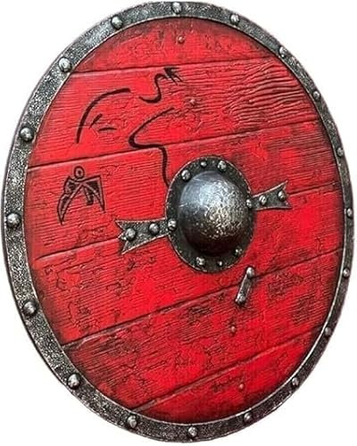Mittelalterliches Ragnar Lothbrok authentisches Battledore Wikinger rundes Schild Eivor Valhalla handgefertigtes Wikingerschild Kampf getragenes Schild Geschenk schwarz
