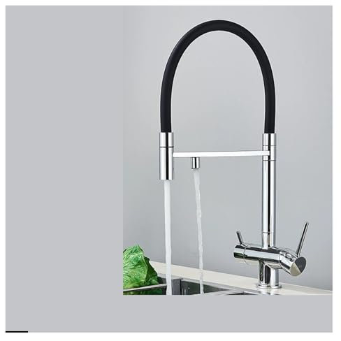 ZCCZJS Schwarz grau gefilterte Küchenarmatur Wasserhahnmischer Reinigen Trinkwasserhahn (Typ A Chrom)