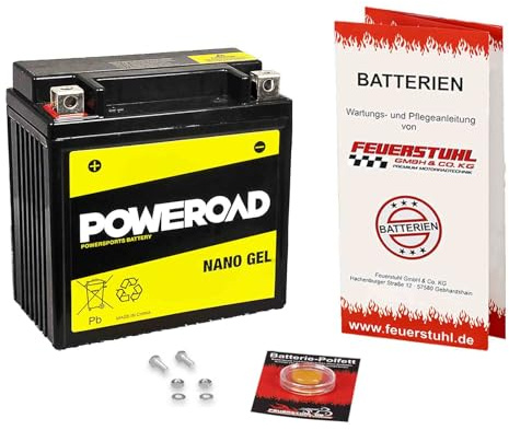 Batterie passend für Piaggio Ape 50, 1996-2017, wartungsfrei, einbaufertig | Gel, startklar, auslaufsicher, von Poweroad, inkl. 7,50€ Batteriepfand