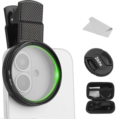 Zilchx 67mm CPL Polarisationsfilter Handy, CPL Filter Handy Cirkular Polfilter für Smartphones, Clip-On-Handy-Filter mit Mehrfach Beschichtet & Optisches Glas, Reduzieren Sie Reflexionen