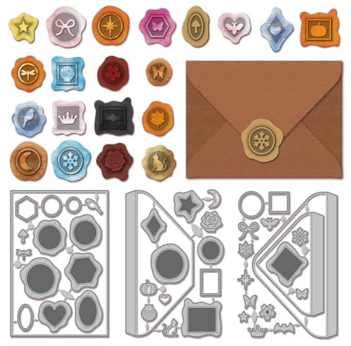 GLOBLELAND Wachssiegel-Stempel Umschlag-Stanzformen für DIY-Scrapbooking Metall Vintage-Umschlag-Stanzformen Blumen Schmetterlinge Stanzungen für Kartenherstellung Prägung Fotoalbum Basteldekor