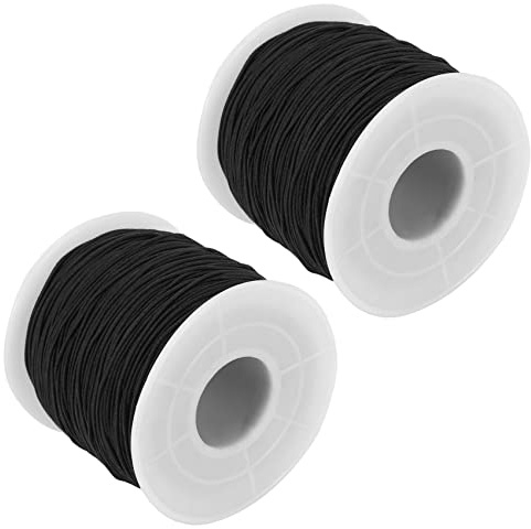 Sxmrmnx 2X Elastic String for Bracelets, Elastic Cord Jewelry Stretchy Bracelet String for Bracelets, Necklace Making(Black)