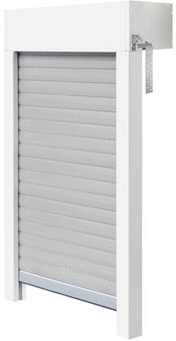 Schellenberg 39057 - Juego de persianas enrollables para ventana, sistema de persiana enrollable, PVC, 80 x 100 cm, color blanco/gris, se puede acortar en altura, ancho, incluye aislamiento EPS y