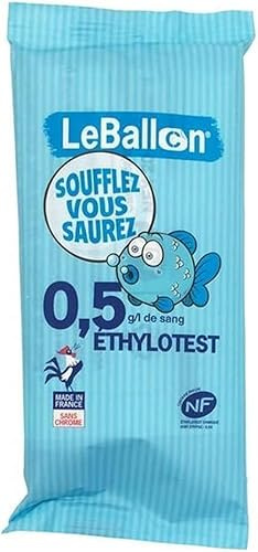 Bivora LeBallon CONTRALCO Einweg-Alkoholtester, 0,5 g/l, ohne Chrom und zur einmaligen Verwendung, schnell und effizient [Alkoholtester mit NF-Zertifizierung] (10 Stück)