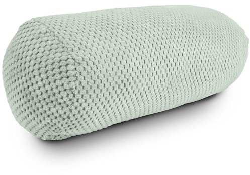 Amilian Nackenrolle 15x40 cm - Kissenrolle mit abnehmbarem Bezug - weiche, formstabile Nackenstütze - ideal als Lagerungskissen, Schlafkissen, Sofakissen oder Reisekissen - Blattpoesie