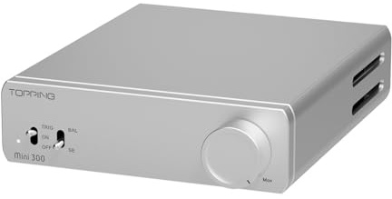 Topping Mini 300 - Amplificatore desktop compatto, 140 W x 2, ingresso TRS/RCA, amplificatore completamente simmetrico (nero) (argento)