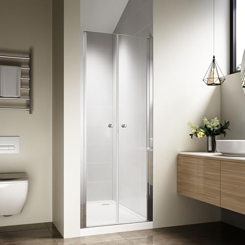 OsmanthBD Duschtür Nische 76x185 cm Einbaumaß 75-80 cm Chrom | Pendeltür aus 6 mm ESG Sicherheitsglas mit Nano-Beschichtung für eine pflegeleichte und langlebige Oberfläche