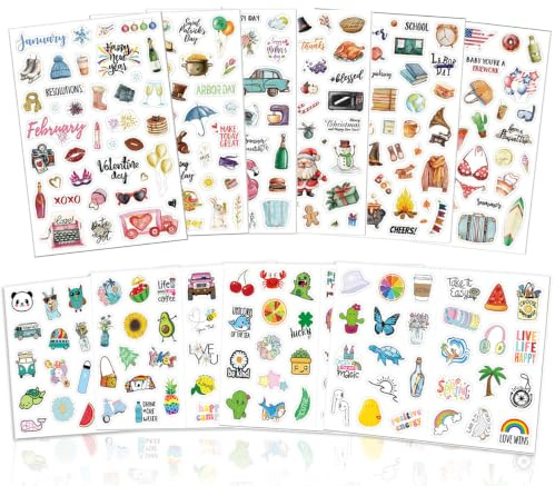 Seasons Sticker Set, 10 Pieces Sticker Set 318 Designs Stickers Spring Summer Autumn Winter Scrapbook Stickers für Fotoalbum Bullet Journal Zubehör Deko, DIY Scrapbooking Aufkleber