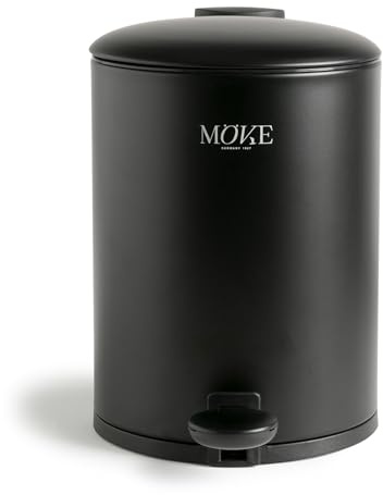 Möve Velvet Abfalleimer mit Deckel Ø 17 x 24 cm aus Metall, Black