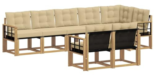 vidaXL Outdoor-Sofagarnitur mit Kissen 8 pcs Weiß und Beige, Garten Loungemöbel, modernes Ecksofa, robust Sitzgruppe, Terrassenmöbel für Komfort