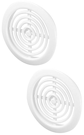 2 x White Mini Circle Air Vent Grille 45mm / 1.77 Pair of Round Ventilation Ducting Furniture Cover Soffit Grid T72