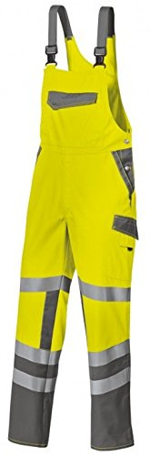 BP 2111-845-8653-56s Latzhose, Stretch-Hosenträger mit Clipbefestigungen, 270,00 g/m² Stoffmischung, Warngelb/dunkelgrau, 56s