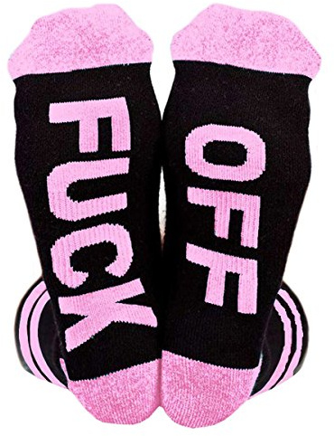 Himozoo Chaussettes unisexes FUCK OFF amusantes et décontractées en coton côtelé, cadeau fantaisie pour homme et femme
