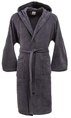 Bassetti Accappatoio con Cappuccio in Cotone Uomo Donna Disponibile in Varie Taglie e Colori (Grigio Scuro, Taglia XL, 175-185 cm)