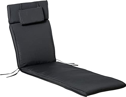 Outsunny Cojín para Tumbona de Exterior 198x53x5 cm Desenfundable y Lavable con Reposacabezas Extraíble Colchoneta Plegable de Algodón para Silla Reclinable de Jardín Gris