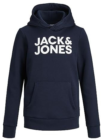 JACK & JONES Jungen Jjecorp Logo Sweat Hood Ss19 Noos Jr Kapuzenpullover, Blau(navy Blazernavy Blazer), 152 EU