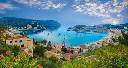 ZZXSY Puzzle Erwachsener 1000 Teile Luftaufnahme des Hafens Soller In Mallorca-Insel Spanien Geschenke Freundin