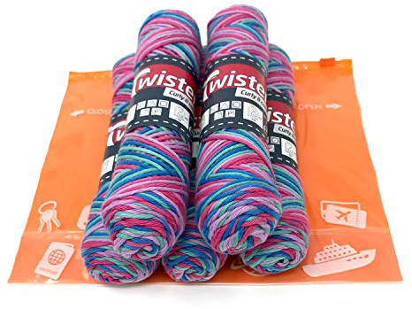 Farbverlaufsgarn Haekelgarn Baumwollgarn Stricken Haekeln Basteln 5x50g Fb.110 rot-lila-blau inkl.Zippbeutel