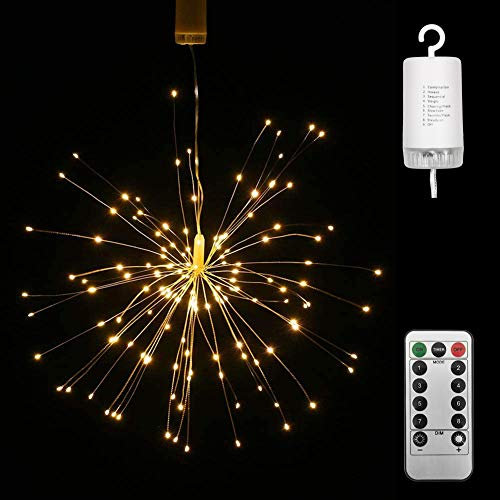 Lixada Feuerwerk LED Licht, 150 LEDs Weihnachten Lichterketten mit Fernbedienung dekorative hängende Starburst Lampe für Indoor Outdoor Home Parties Hochzeit Hofgarten (1 Stück)