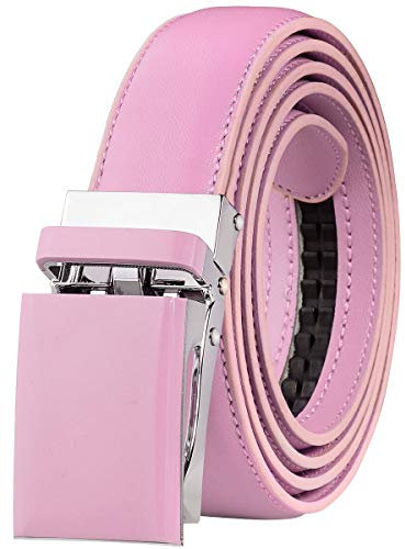 Falari Ceinture automatique à cliquet pour femme, enfant, garçon, fille et garçon, en cuir véritable Multicolore - Violet - XL (107 cm)