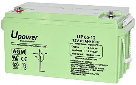 U-Power - Hermetische AGM-Blei-Säure-Batterie 65Ah 12V - Akkus Metrische Schraubklemme M6