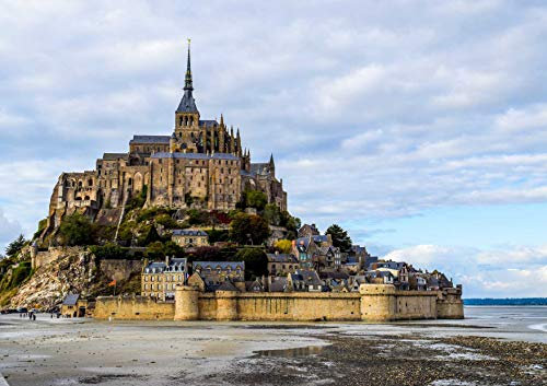 HANSEPUZZLE 86214 - Le Mont St. Michel Puzzle 130 Teile | Gebäude Puzzle mit hochwertiger Puzzle Aufbewahrung: Kartonbox und wiederverschließbarem Beutel | Puzzle-Maße: 28,7 x 20 cm
