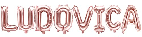 Palloncino FOIL MYLAR ROSA GOLD scritta nome LUDOVICA 35 cm