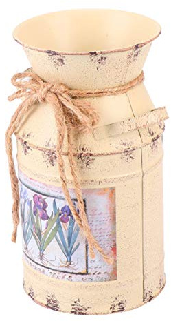 Blumenarrangementkessel Beige aus Retro Galvanisiertem, Eisenblech