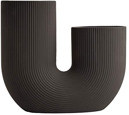 Storefactory - Stråvalla - Vase - U Vase - Bogenvase - Keramik - Dunkelgrau - Maße (LxBxH): 24 x 7 x 21 cm