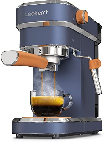 Laekerrt 20 Bar Espresso Maker CMEP01 with Milk Frother Steamer, Home Expresso Coffee Machine for Cappuccino and Latte (Navy Blue, Stainless Steel) Gift for Coffee Lovers, Father