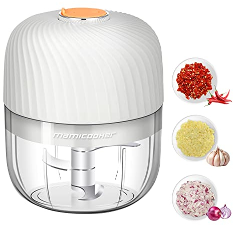 Hachoir électrique à ail - Mini hachoir portable - 250 ml - Hachoir à oignons - Mélangeur à légumes - Robot alimentaire sans fil pour gingembre, piment, fruits, viande, etc