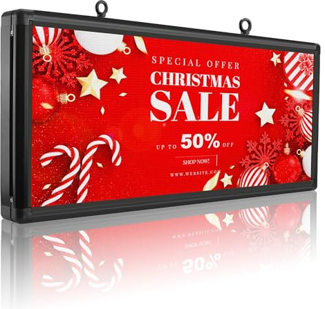 P6 - Señal LED a todo color para exteriores de 40 x 18 pulgadas, pantalla LED programable con WiFi y USB, con textos de desplazamiento de alta resolución, imágenes coloridas y videos, pantalla LED