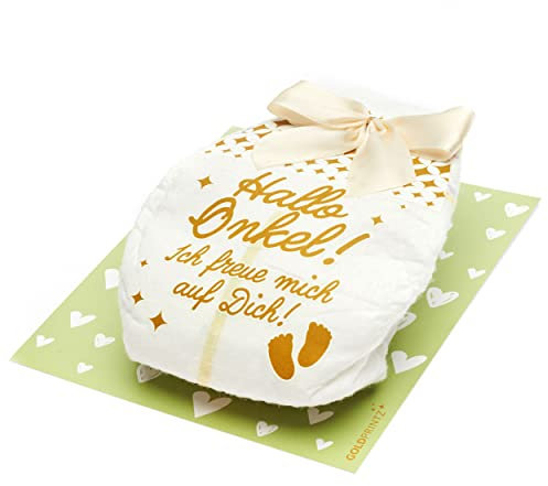 goldprintz I Du wirst Onkel Geschenk I Goldig bedruckte Windel-Postkarte I Schwangerschaft verkünden I Wir bekommen ein Baby verkünden I Verkündung Schwangerschaft I Babynews
