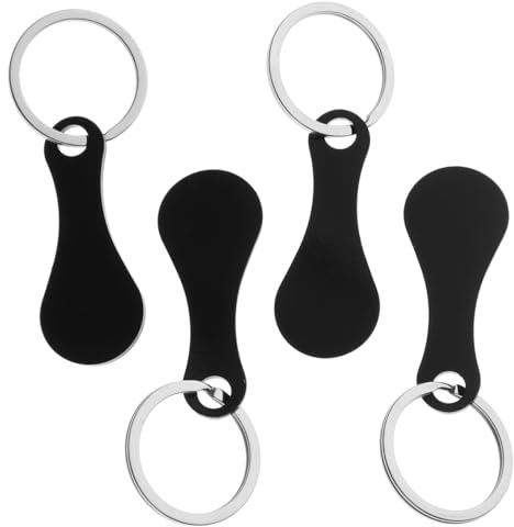 Kisangel Shopping Cart Keychain Shopping Trolley Token Key Rings Stainless Steel Coin Replacement Portable Cart Remover for Grocery Trips Keys Bags 4 pack