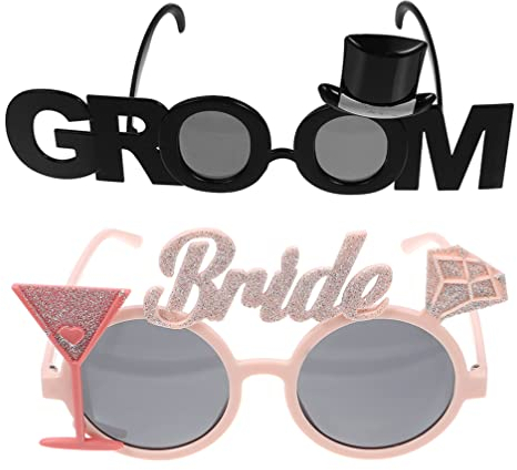 Gadpiparty 2stücke Lustige Bräutigam Und Braut-party-sonnenbrillen Verspielte Glitzer-partybrillen Bräutigam Und Braut-junggesellenkostüm-accessoires Für Hochzeitsfeste