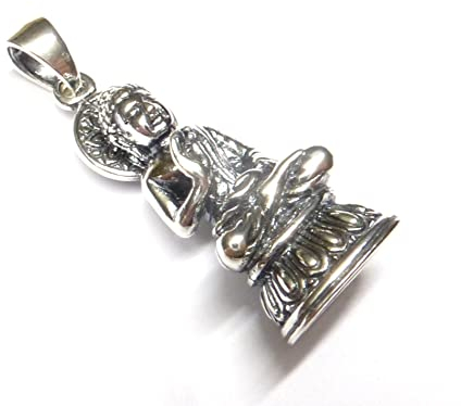 Pendentif Bouddha - Argent Sterling - Symbole de protection - Porte-bonheur - Unisexe, Argent sterling