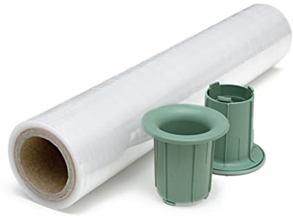 High Quality Stretchfolie 23μm – 100m Verpackungsfolie mit Handabroller-Set – 40cm breite Wickelfolie – 1 Rolle Schutzfolie für Möbel, Umzug, Paletten, Transport