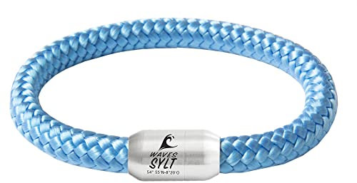 Paris Montana Das Original Sylt Surfer Gravur Unisex Segeltau Armband Paracord Geflochten Handmade Hochwertiger Magnetverschluss 8mm Durchmesser (Sylt-Waves (Royalblau), 23.00)