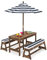 RELAX4LIFE Mesa de picnic con bancos y sombrilla para niños, mesa con sillas de 4 plazas (modelo 9)