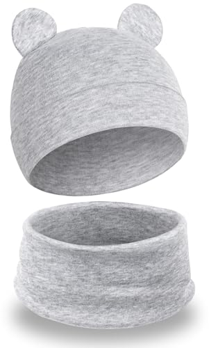 MELLIEX Baby Strickmütze Winter Babymütze Junge Warme Kindermütze Junge Mädchen Beanie Mütze Dicke Wintermütze - Grau