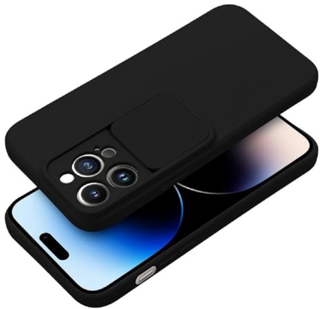 COFI 1453 SlideSoft Case Hülle mit Kameraschutz Bumper TPU Hülle Stoßfest Handyhülle kompatibel mit iPhone 15 Schwarz